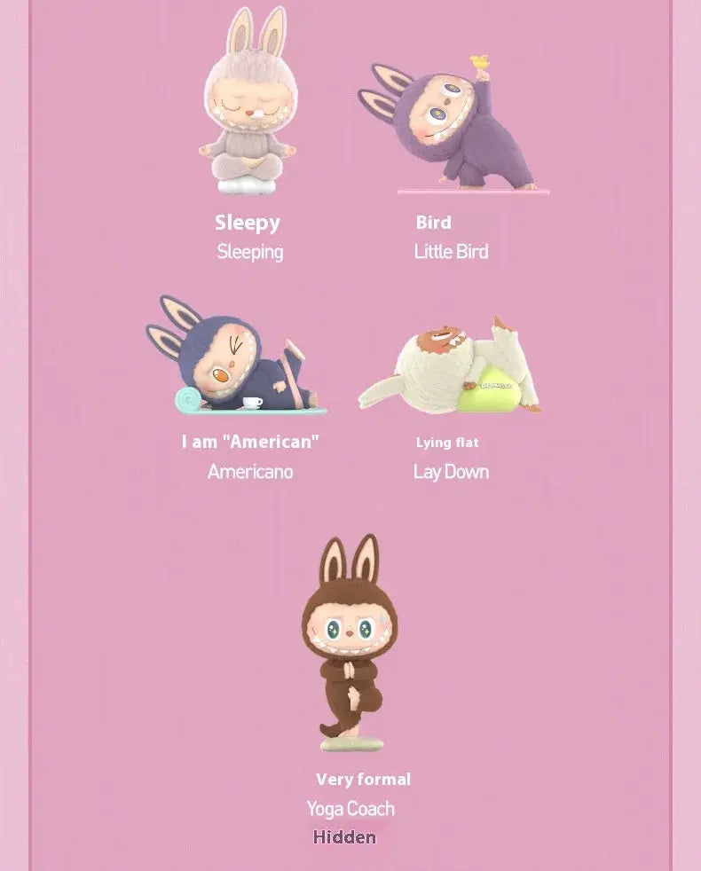 Labubu Yoga Sloth Figurines - Collectible Models