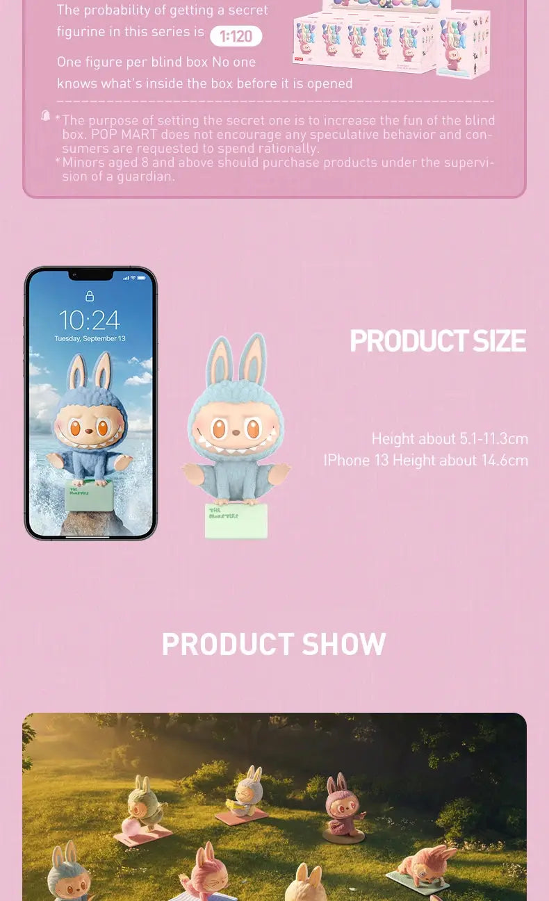 🌿 Kawaii LABUBU Figurine – Lazy Yoga Series