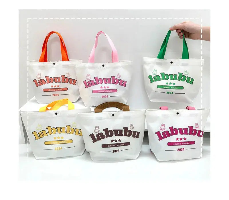 👜 Labubu Canvas Tote Bag – Cartoon Chic at Your Fingertips