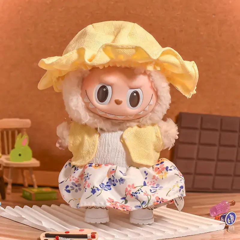 🎀 Clothes Set for 17cm Labubu Dolls - Skirt, Hat, Pants