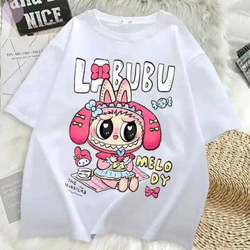 👕 T-shirt d’été en coton Labubu – Mode Anime Unisexe