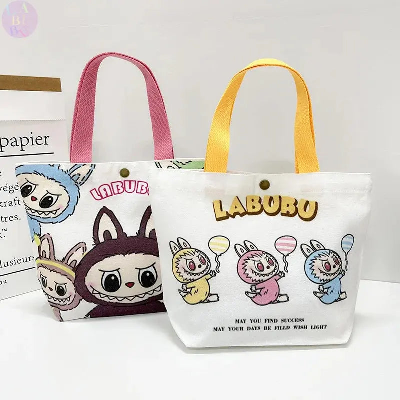 👜 Labubu Canvas Tote Bag – Cartoon Chic at Your Fingertips